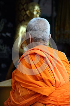 Buddhist monk in orange robe