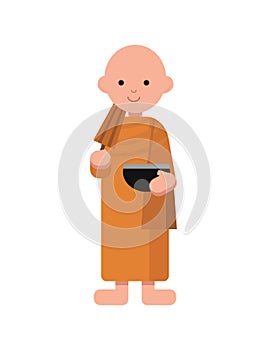 Buddhist monk in orange robes.