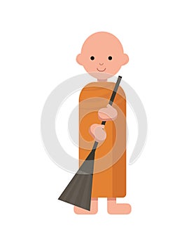 Buddhist monk in orange robes.