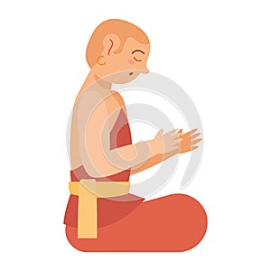 buddhist monk prayer side view