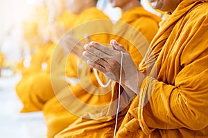 Buddhist monks chant Buddhist rituals photo