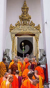 Buddhist monks enter Wat Pho