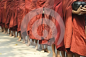 Buddhist monks in procession photo