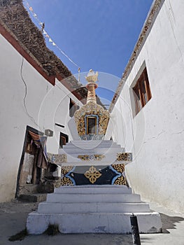 A Buddhist monument in a village in spiti valley