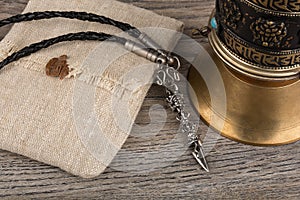 Buddhist objects on wood