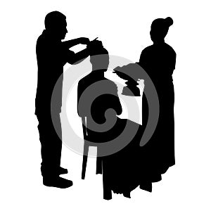 Buddhist ordination silhouette vector