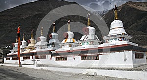 Buddhist Pagodas in Diksit, Ladakh, India photo