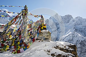 Buddhist prayer flags at Annapurna Base Camp