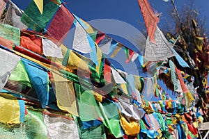 The Buddhist prayer flags around Amdo Tibet.