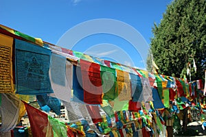 The Buddhist prayer flags around Amdo Tibet.