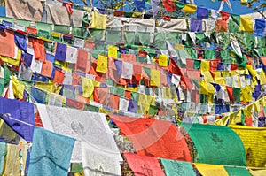 Buddhist prayer flags in Dharamshala, India