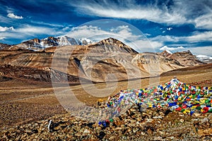 Buddhist prayer flags in Himalayas