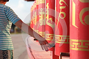 Buddhist prayer wheels