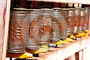 Buddhist prayer wheels Mongolia