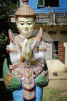 Buddhist religious statue at Wat Svay Andet Pagoda in Cambodia