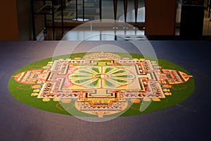 Buddhist Sand Mandala Displayed on Table