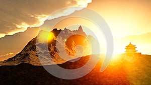 Buddhist shrine in mountains