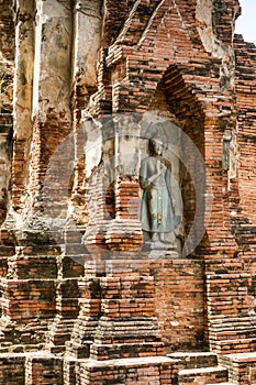 Buddhist statue in Wat Mahathat in Ayutthaya, Thailand