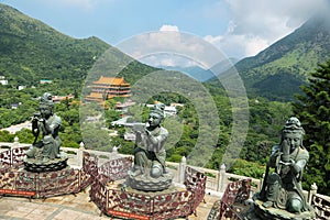 Buddhist statues in Latau island, Hong Kong.