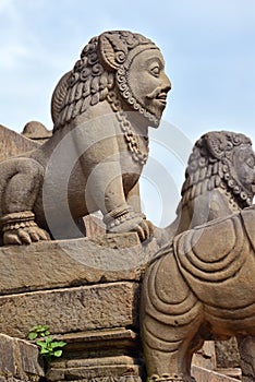 Buddhist stone statues in Bhaktapur, Nepal