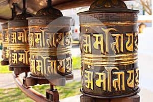 Buddhist street prayer drums