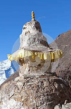 Buddhist stupa above Pangboche village, Nepal Himalayas