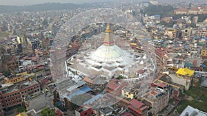 Buddhist Stupa Boudhnath Kathmandu Nepal from air