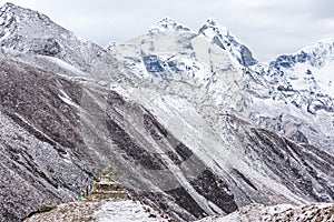 Buddhist stupa in Deboche village, Nepal, Himalayan mountains