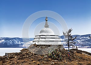 Buddhist Stupa of Enlightenment, lake Baikal, Ogoy island, Siberia,