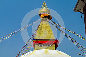 Buddhist stupa and flags