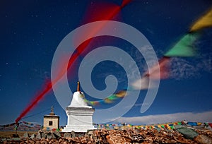 Buddhist stupa near lake Manasarovar in Tibet