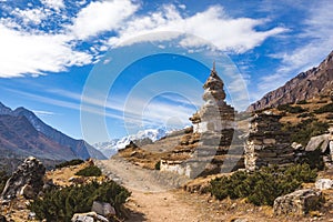 Buddhist stupa near Pangboche village, Nepal