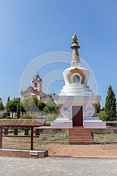Buddhist Stupa place of meditation of Sakya Tashi Ling monastery temple in Garraf, Barcelona