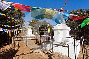 buddhist stupa prayer flags buddhism Nepal Himalayas