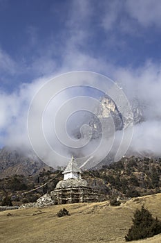 Buddhist stupa in Sagarmatha region, Himalaya, Nepal