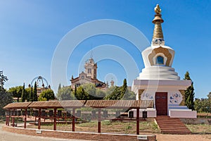Buddhist Stupa of Sakya Tashi Ling monastery temple in Garraf, Barcelona