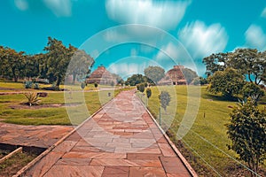 The Buddhist Stupas as seen from the entrance of Sanchi heritage complex