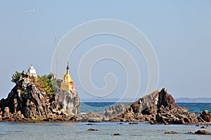 Buddhist stupas on the beach