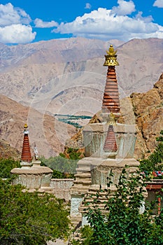 Buddhist Stupas in Hemis Monastery, Ladakh, Northern India