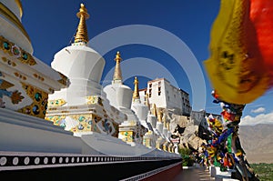 Buddhist stupas at Thiksey Monastery in Leh,Ladakh