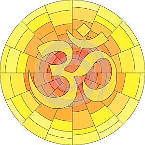 Buddhist symbol Ohm vector illustration on white background. Om