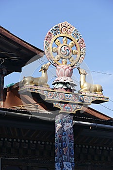 Buddhist symbols of lotus and deer, Zilukha Nunnery