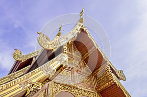 Buddhist Temple Art with Naga Structure on Gable