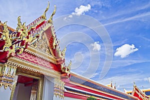 Buddhist temple in blue sky