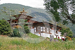 buddhist temple (chimi lhakhang) in lobesa (bhutan)