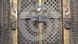 buddhist temple door in Katmandu old town, Nepal