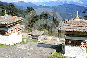 buddhist temple (druk wangyal chortens) at dochula pass - bhutan