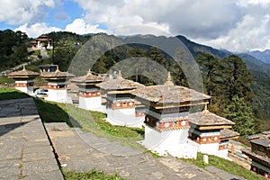 buddhist temple (druk wangyal chortens) at dochula pass - bhutan