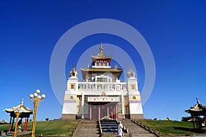 Buddhist temple Golden Abode of Buddha Shakyamuni . Elista, Republic of Kalmykia, Russia.