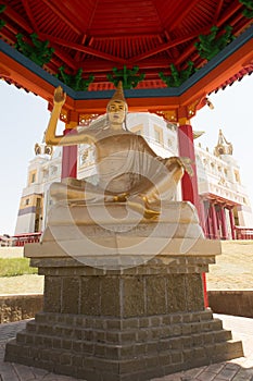 Buddhist temple Golden Abode of Buddha Shakyamuni in Elista, Republic of Kalmykia, Russia, sculptures of 17 great Pandits of